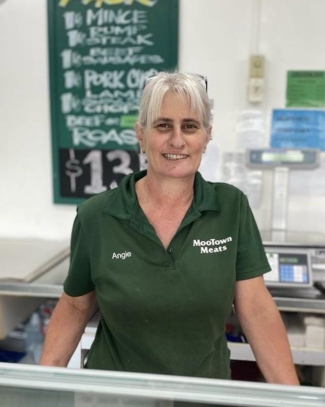 Angela Roberts at the MooTown Meats counter